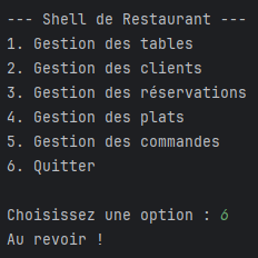 Projet Gestion d'un restaurant